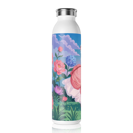 🌸🎭 The Rose Garden Masquerade Slim Water Bottle – Art Deco Floral Elegance