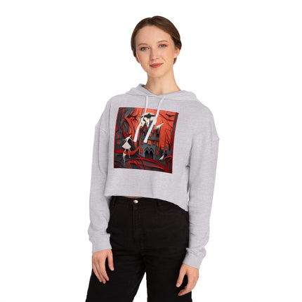 Halloween Night Scene Women’s Cropped Hooded Sweatshirt
