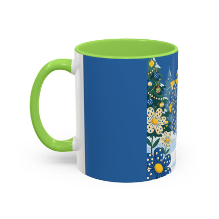 💙🌼 The Bluebell Christmas Promenade Colorful Mug – Art Deco Holiday Fantasy