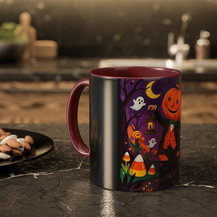 🎃🏮 The Pumpkin Gentleman's Moonlit Stroll Colorful Mug – Whimsical Halloween Charm