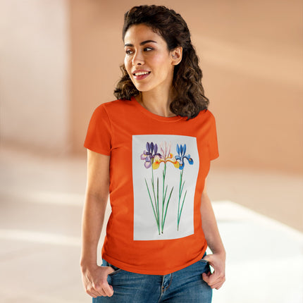 Women's Blue Iris Print Midweight Cotton Tee