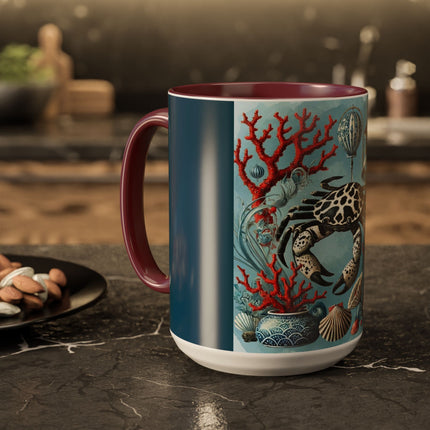 Spotted Crab & Pagoda Colorful Mug – Mystical Ocean & Asian Harmony