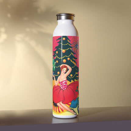 Art Deco Christmas Enchantment Slim Water Bottle