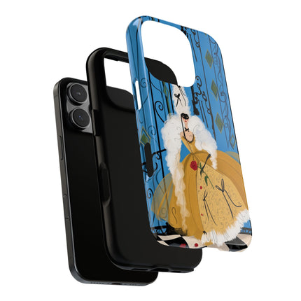 🎭🌹 The Lady At The Masquerade Gates Phone Case – Art Deco Fashion Illustration