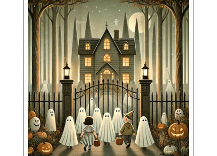 Ghostly Welcome – A Halloween Night Kiss-Cut Stickers (4 Sizes)