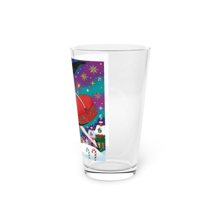 🎁✨ The Lady Of The Christmas Hatbox Pint Glass – Art Deco Holiday Fantasy