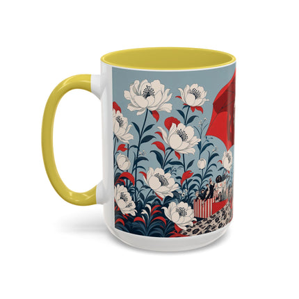 ❤️🌺 The Scarlet Parasol Spectacle Colorful Mug – Art Deco Fashion Elegance