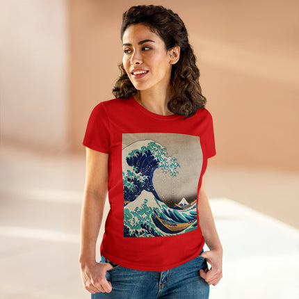 The Great Wave off Kanagawa by Katsushika Hokusai Women's Midweight Cotton Tee