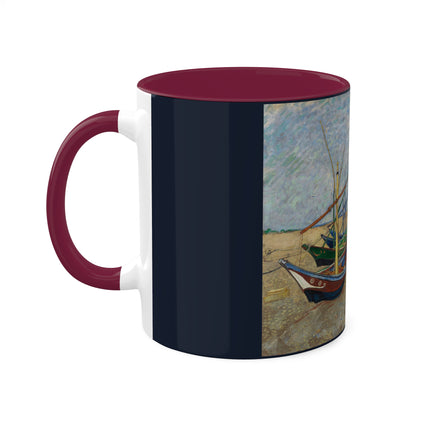 Fishing Boats on the Beach at Saintes-Maries by Vincent Van Gogh Colorful Mugs, 11oz