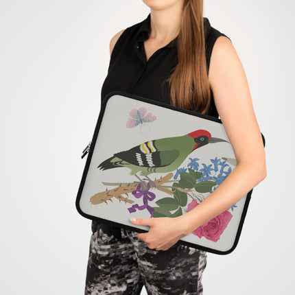 🐦🌹 Woodpecker & Rose Laptop Sleeve – Charming Beauty & Refined Simplicity
