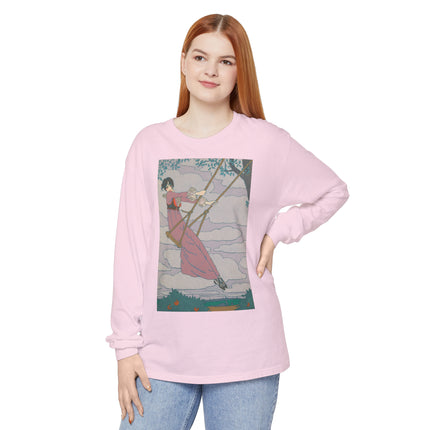 La balançoire by Georges Lepape Garment-dyed Long Sleeve T-Shirt