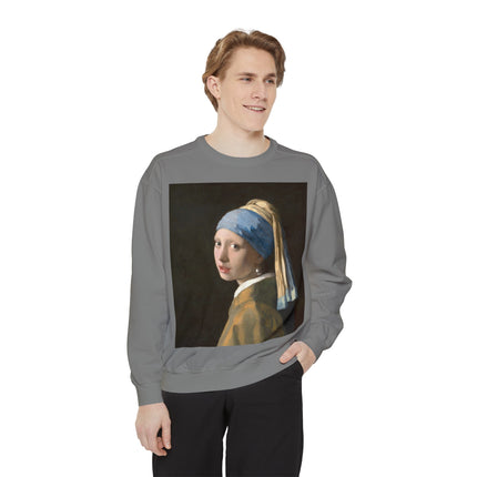 Girl with a Pearl Earring by Johannes Vermeer Unisex Garment-Dyed Sweatshirt