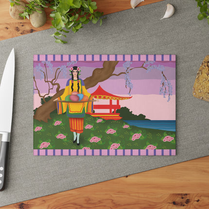 Elegance and Blooms Glass Cutting Board