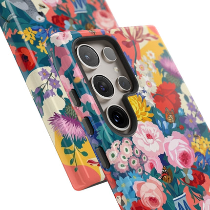 Floral Vanitas Phone Case – Parrot & Porcelain Splendor