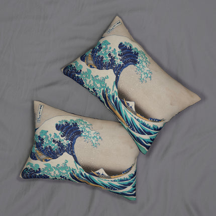 The Great Wave off Kanagawa by Katsushika Hokusai Spun Polyester Lumbar Pillow