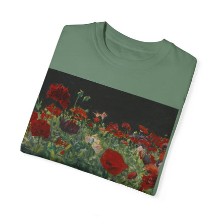 Poppies (A Study of Poppies for Carnation, Lily, Lily, Rose) by John Singer Sargent Unisex Garment-Dyed T-shirt