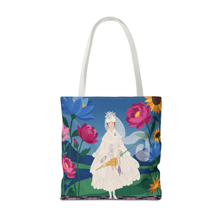 🌸👑 The Lady Of The Enchanted Flower Crown Tote Bag – Art Deco Garden Fantasy