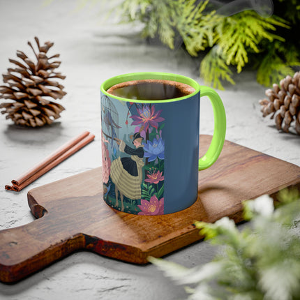 The Ladies And The Enchanted Macaw Colorful Mugs – Art Deco Botanical Elegance