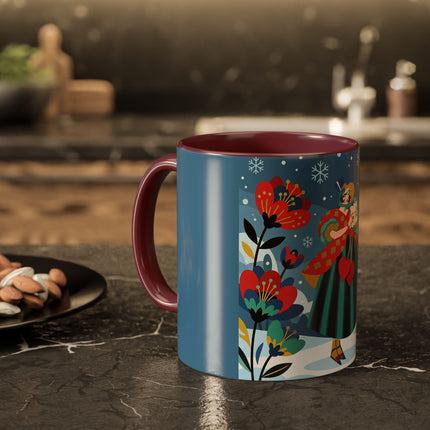 ❤️❄️ The Winter Heart Messenger Colorful Mug – Art Deco Snow Garden Fantasy