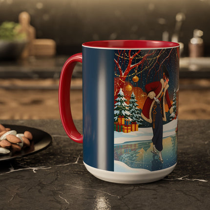 ⛸️🎄 The Christmas Skating Pavilion Colorful Mug – Art Deco Holiday Fantasy