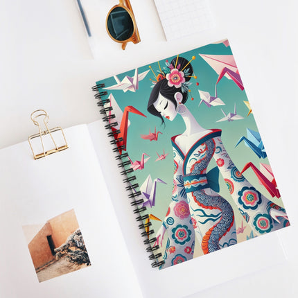Origami Crane Spiral Notebook — Ruled Line