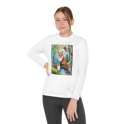 Mischievous Fox Youth Long Sleeve Competitor Tee – Woodland Fun & Storybook Adventure