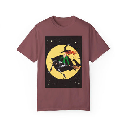 A Witch’s Moonlit Flight Unisex Garment-Dyed T-shirt
