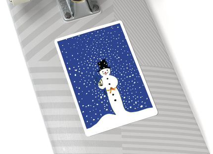 Snowman in Falling Snow Kiss-Cut Stickers (4 Sizes)