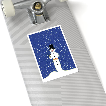 Snowman in Falling Snow Kiss-Cut Stickers (4 Sizes)