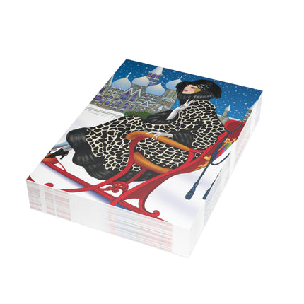 Elegant Winter Woman in Sleigh Postcard Bundles (envelopes included)