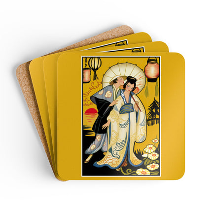 Golden Embrace Corkwood Coaster Set