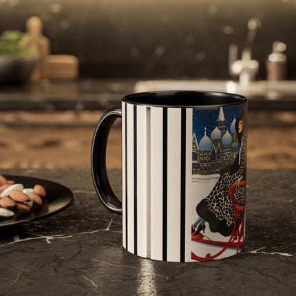 Elegant Winter Woman in Sleigh Colorful Mugs (11oz, 15oz)
