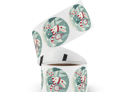 Candy Cane Timekeeper Bunny Round Sticker Label Rolls