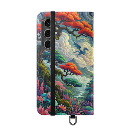 Mystic Guardian of the Sky Flip Case – Warrior Fairy & Turquoise Dragon
