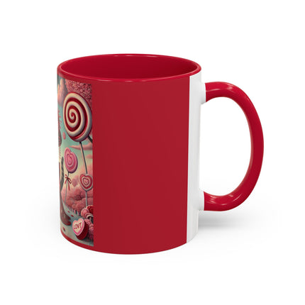 Whimsical Geisha Kitten in a Valentine Garden Colorful Mugs (11oz, 15oz)