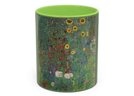 Farm Garden with Sunflowers by Gustav Klimt Colorful Mugs (11oz, 15oz)