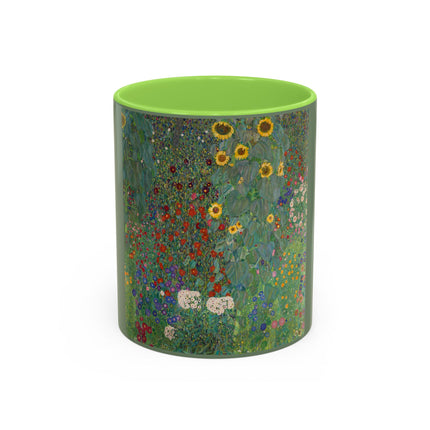 Farm Garden with Sunflowers by Gustav Klimt Colorful Mugs (11oz, 15oz)