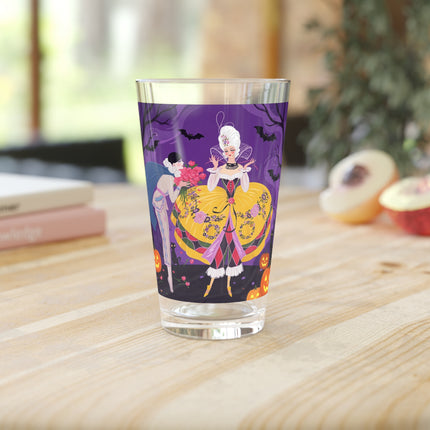 🎭🌹 The Harlequin Rose Masquerade Glass, 16oz – Theatrical Halloween Romance
