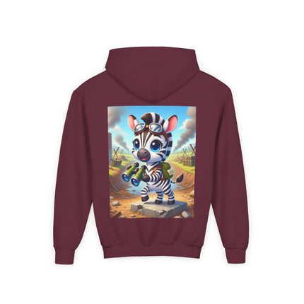 Zebra Lookout Youth Hooded Sweatshirt – Adventure, Curiosity & Explorer Spirit