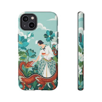 🐉🌿 The Dragon Keeper Phone Case – Art Deco Floral Fantasy