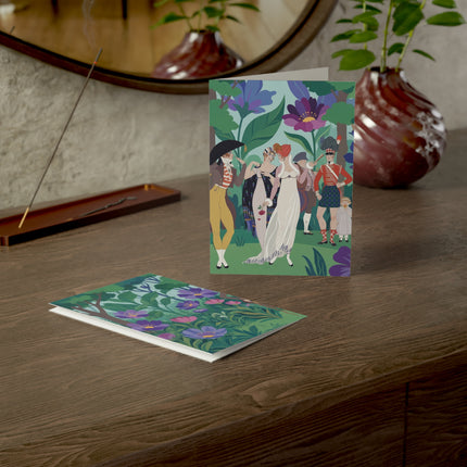 🌸🎩 The Garden Promenade Greeting Card – Regency Fashion & Floral Elegance