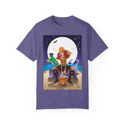 Moonlit Pirate Halloween Unisex Garment-Dyed T-shirt