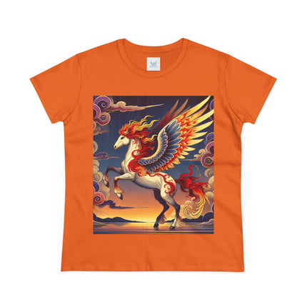 Flame-Winged Horse at Sunset Cotton Tee