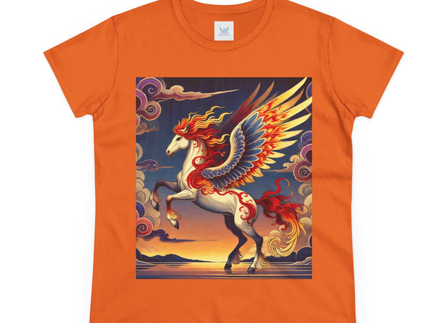 Flame-Winged Horse at Sunset Women's Midweight Cotton Tee