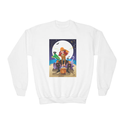 Moonlit Pirate Halloween Youth Crewneck Sweatshirt