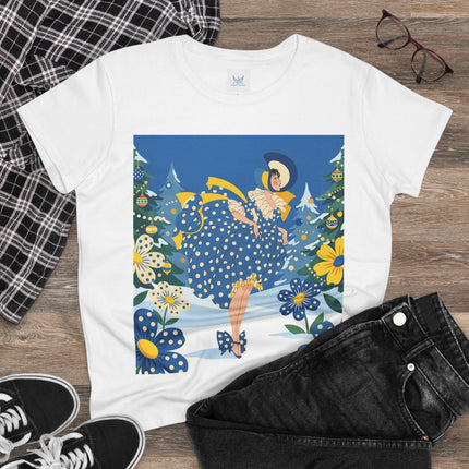 ❄️💙 The Bluebell Christmas Promenade Cotton Tee – Art Deco Holiday Elegance