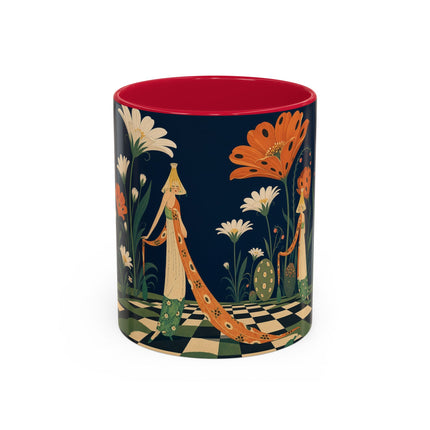 🌼🧡 The Midnight Floral Masquerade Colorful Mug – Art Deco Fashion Fantasy