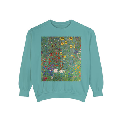 Farm Garden with Sunflowers by Gustav Klimt Unisex Garment-Dyed Sweatshirt