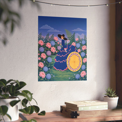 🌸☂️ The Lady Of The Flower Garden Parasol Matte Vertical Poster – Art Deco Botanical Elegance