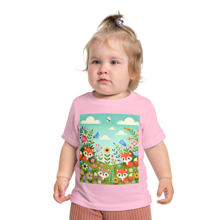 Fox Cubs in Bloom Baby T-Shirt – Springtime Joy & Playful Friendship
